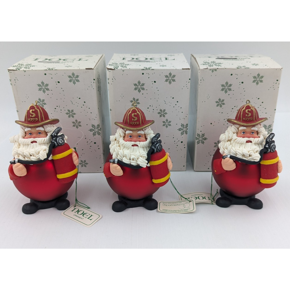 Dept 56 Noel Santa Ornament Set of 3 - Santa Fireman Firemen